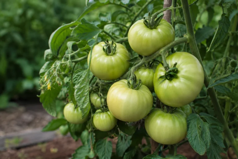 Full-size green tomatoes that have not yet ripened red